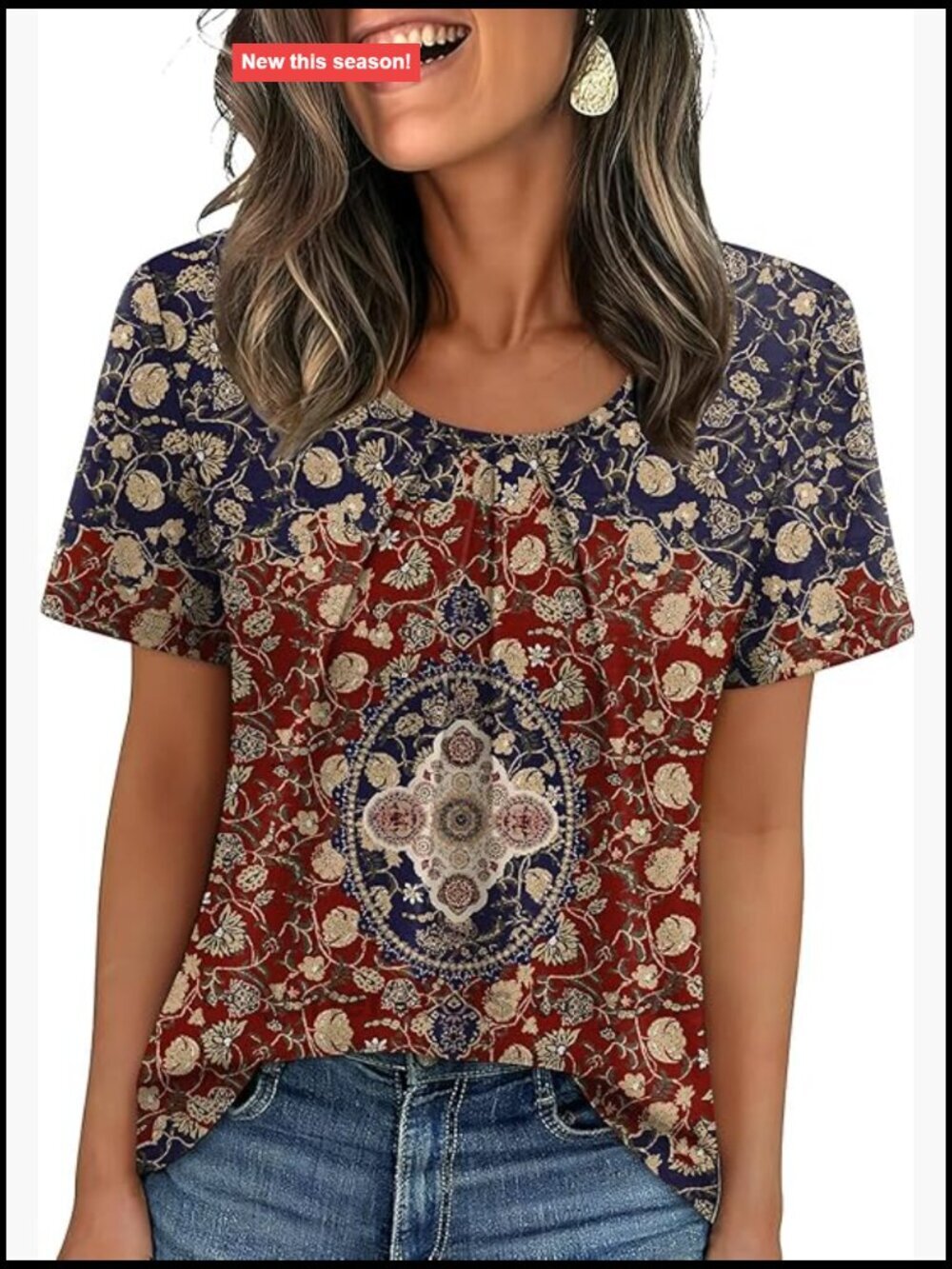 Women Pleated Short Sleeve T-Shirt Business Casual Blouse